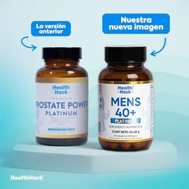 Prostate Power Platinum Suplemento Próstata Zinc Cúrcuma | Health Hack | ciruelo africano, semillas de calabaza, zinc, té verde, cúrcuma, licopeno, re