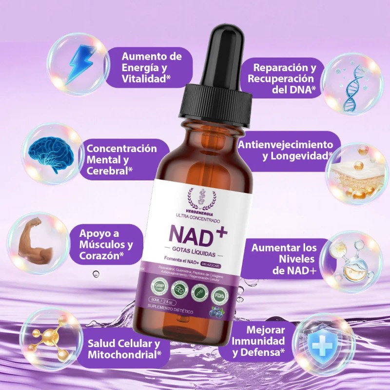 Nad+ Gotas Nr Nicotinamida Ribosa Antioxidante Mujer Hombre