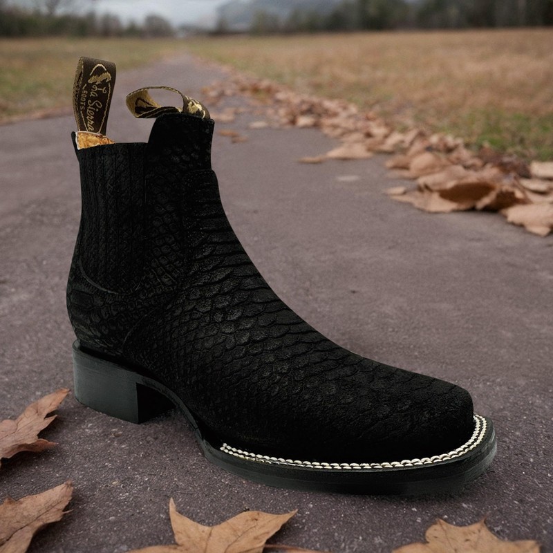 The Western Shops Men’s Genuine Leather Square Toe Embossed Python