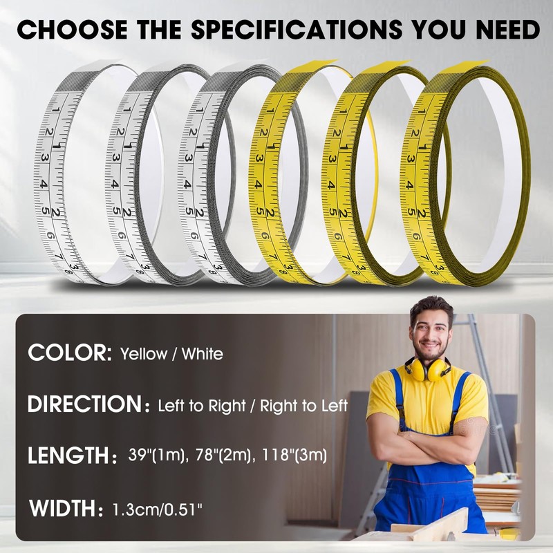 SKMYL Adhesive Measuring Tapes,Steel Self Tape Measure,1/2" Wide Imperial &