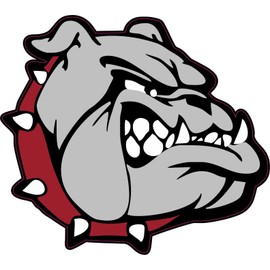 StickerTalk Right Facing Maroon Collar Bulldog Vinyl Sticker, 5 inches by 4.5 inches