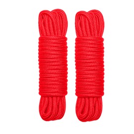 HELTHLYES Soft Cotton Rope(5/16 Inch x 32 Feet) - Durable Multipurpose Rope,Set of 2 (Red)