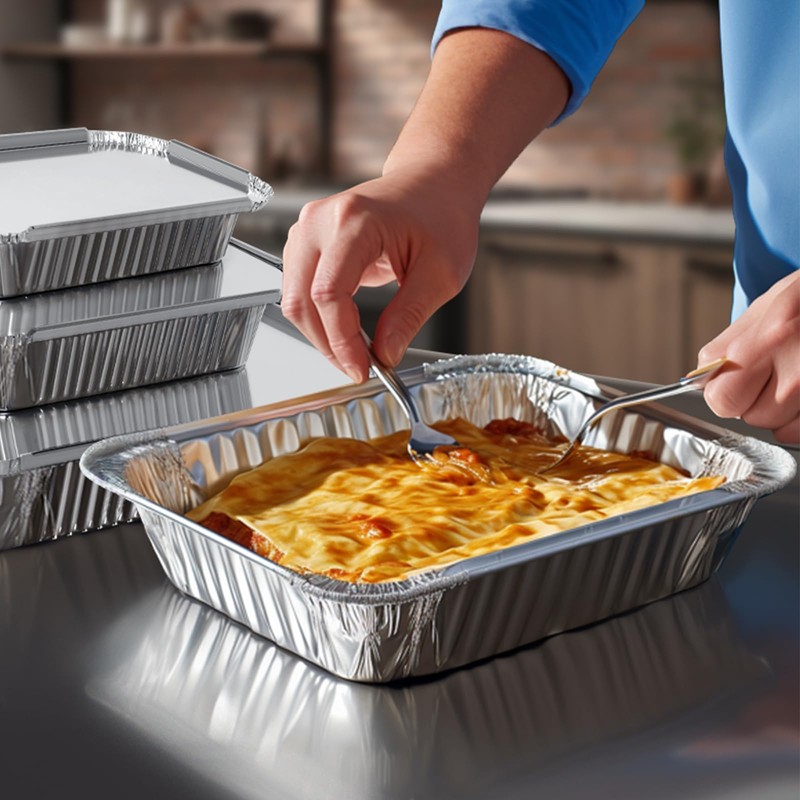 RUIXUE ® Foil Trays with Lids,Aluminium Foil Trays 1750ml/700ml/410ml/10pcs Each,Reusable