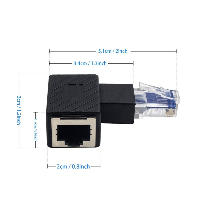 Duttek - Adaptador Ethernet de 90 grados, en ángulo recto,