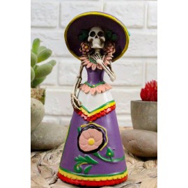 Purple Lady Carnival Dress Party Day of The Dead Figurine Skeleton Skull Decor