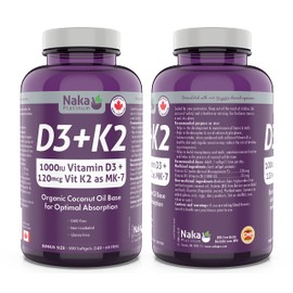 Naka Platinum Vitamin D (1000 IU) + Vitamin K2 (120 mcg) (300 Count (Pack of 1))
