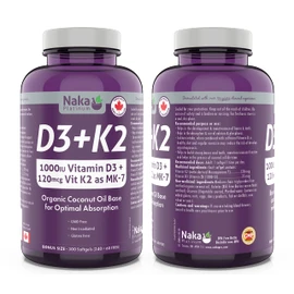 Naka Platinum Vitamin D (1000 IU) + Vitamin K2 (120 mcg) (300 Count (Pack of 1))