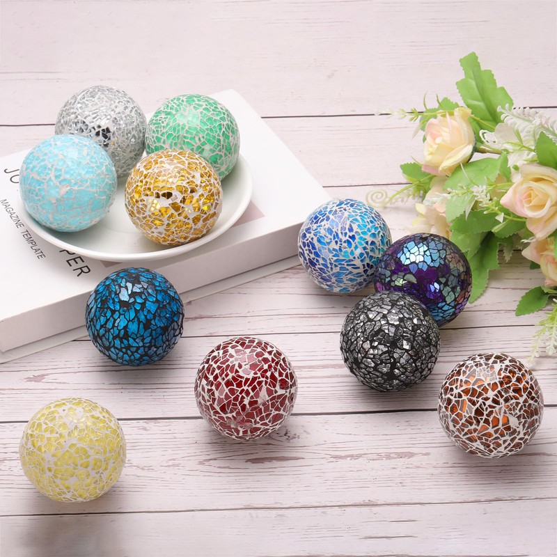 sourcing map 3Pcs Decorative Glass Balls 2.36 Inch Orbs Centerpiece