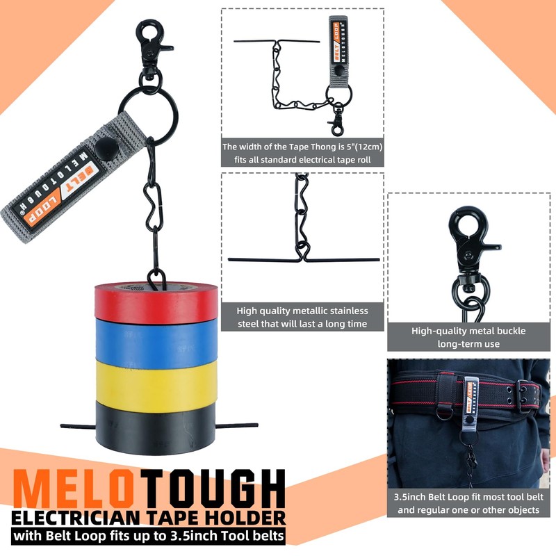 MELOTOUGH Tape Thong for Tool Belt Waist Electrical Tape Strap