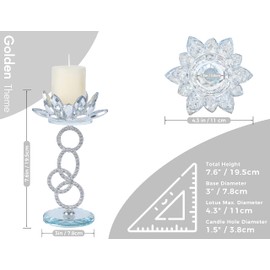 Dounx Tea Lights Candle Holder Set of 2, Lotus Flower Holder, Crystal Mirror Base, Silver Metal Bracket, fits up to 1.5" Tealight Candles, Use as Wedding Table Centerpieces, Home Room Decor