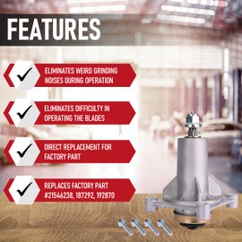 Replacement Spindle Assembly - Compatible with AYP, Craftsman, Dixon, McCulloch, Poulan and Husqvarna - 42", 46", 48”, 54" Deck Lawn Mowers - Replaces 532187292, 187292, 192870, 532187281, 532192870