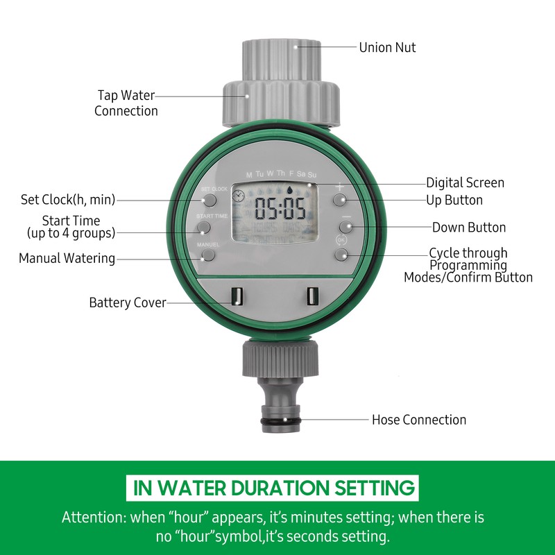 Lepmerk Digital Automatic Watering Timer Programmed Garden Irrigation Timer Battery