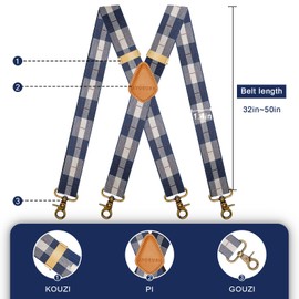 AYOSUSH Suspenders Men Hook Navy Blue Adjustable Elastic Business Wedding Tuxedo