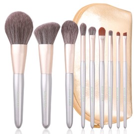 ENZO KEN Natural Hair Makeup Brush Set Professional, Grey Squirrel Hair Make Up Brush Set with Handbag, Cosmetic Brush Make Up Set, Natural Bristles Make Up Brush Set. Smoon