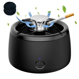 Multifunctional Smokeless Ashtray, Portable Car Ashtray with 2pcs Activated Carbon Filter, for Car Indoor Outdoor Home Office (black)
