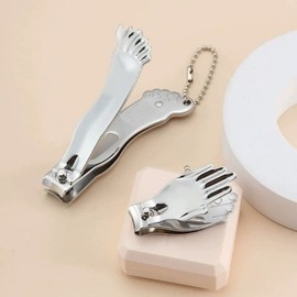Hand-shaped nail clippers, foot-shaped toenail clippers, key ring, key holder, key ring, bag charm, mini portable, travel stainless steel, hand and foot nail care, Buddhist goods, jointed nail clippers, real nail clippers, key ring, 1 piece / 손모양 손톱깎이 발모양 발톱깎이 키링 키홀더 열쇠고리 백참 미니 휴대용 여행용 스테인리스 손 발 네일케어 불교 굿즈 합장 손발톱 깎이 깎기, 리얼 손톱깎이 키링, 1개