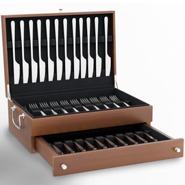 Ridge Products Premium Flatware Chest For 12+ Sets | Anti Tarnish Silverware Storage For Full Sets | Wooden Silver ware Box Storage | (Flat ware Not Included)