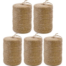 PerkDecor 5Pack 2mm Natural Jute Twine String 4000 Feet Long Twine String for Crafting Gardening Gift Wrapping Macrame DIY Home Decor (Brown-800Feet/Roll)