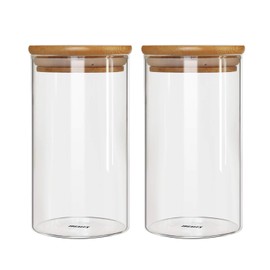 IDEALUX Glass Storage Jar,Coffee Bean & Kitchen Food Container (48.00, Round, 2, 2PACK 48 OZ)