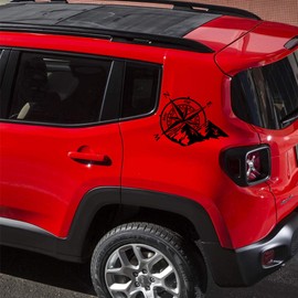 Autodomy Compass Off-Road Sport Trail 4x4 Sticker, Pack of 2, for Car or Motorcycle, Black