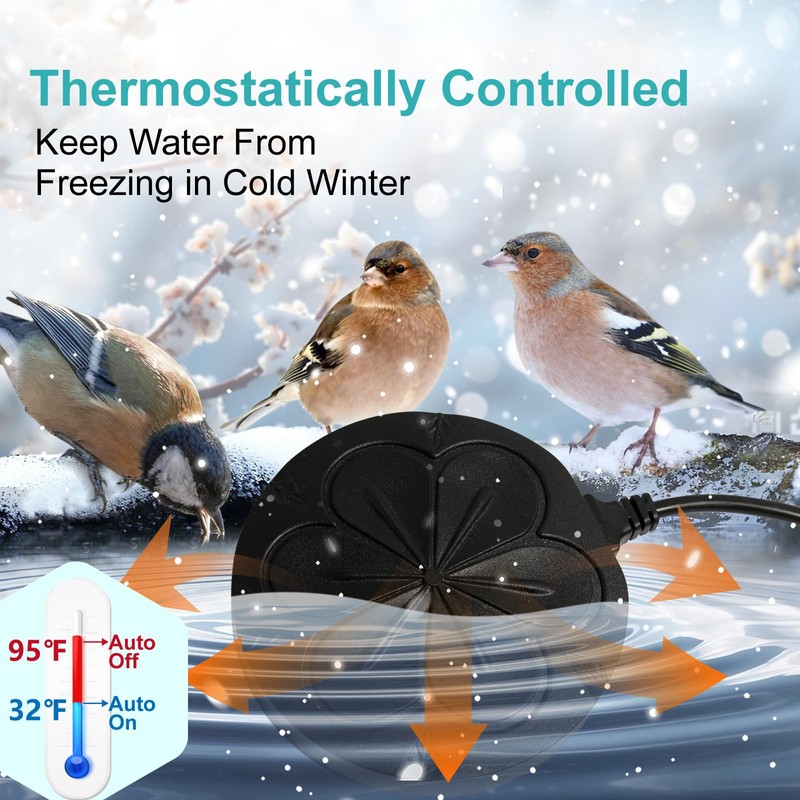 Poffattr 110W Bird Bath Heater for Outdoors in Winter, Submergible