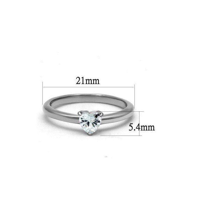 YourJewelleryBox Stainless Steel Solitaire Simulated Diamond Ring Engagement Heart Clear