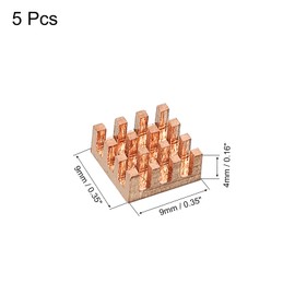 MECCANIXITY Heatsink Kit Pure Copper 9x9x4mm for IC Chip MOS Memory Heat Dissipation with Thermal Pads Pack of 5
