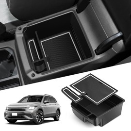 WEIPIN Compatible with VW Tiguan2 SWB LWB 2016-2022 2023/Seat Tarraco 2019+ Centre Console Glove Box Armrest Car Centre Console Organiser Multifunctional Storage Box Interior Accessories (White)