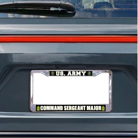 1SCS United States Army Command Sergeant Major Metal License Plate Frame