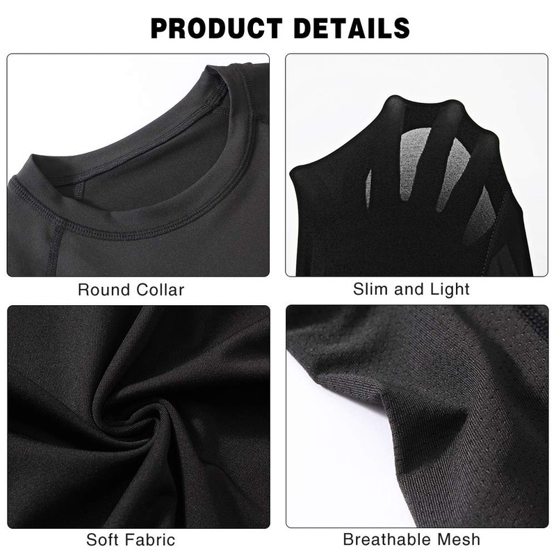 MEETYOO Mens Compression Long Sleeve Athletic Workout Undershirt, Black, Large