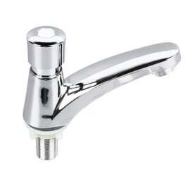 Basin Sink Faucet Push Button Design Water Saving Rugged Reliable Time Delay Faucet for Home Single Cold