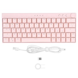 Mechanical Keyboard 64 Key RGB 3 Mode Ergonomic Layout Knob Design Wireless Pink Keyboard for IOS Brown Switch