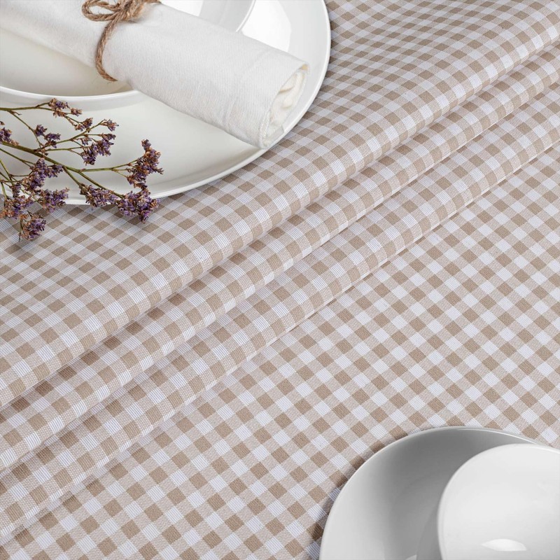 Fabric Tablecloth Washable Table Linen Tablecloth Cotton Polyester Vichy Grey