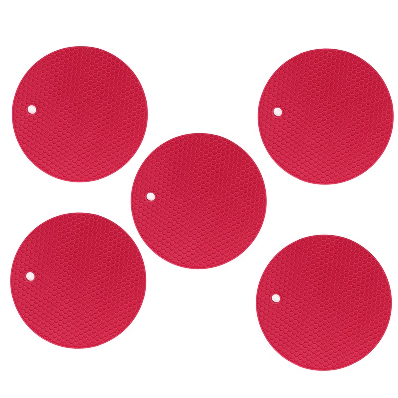 5PCS Silicone Trivet Mats Round Multipurpose Heat Resistant Non Slip