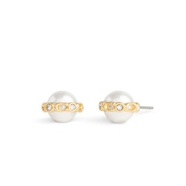 COACH Women's Vintage Charms Signature Pearl Stud Earrings