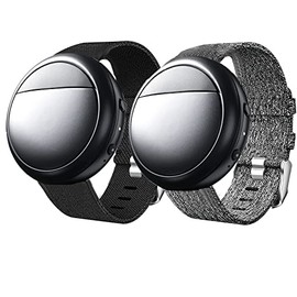 Lamshaw Compatible for Embr Wave 2 Band, Breathable Nylon Woven Fabric Replacement Accessory Strap Compatible for Embr Wave 2 Thermal Wristband (2 pack-Black+Gray)