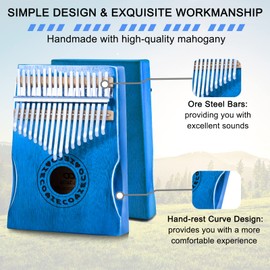 Kalimba Thumb Piano 17 Key Finger Piano Portable Mbria w/Songbook, Tuning Hammer, Music Gifts for Adults Kids Beginners