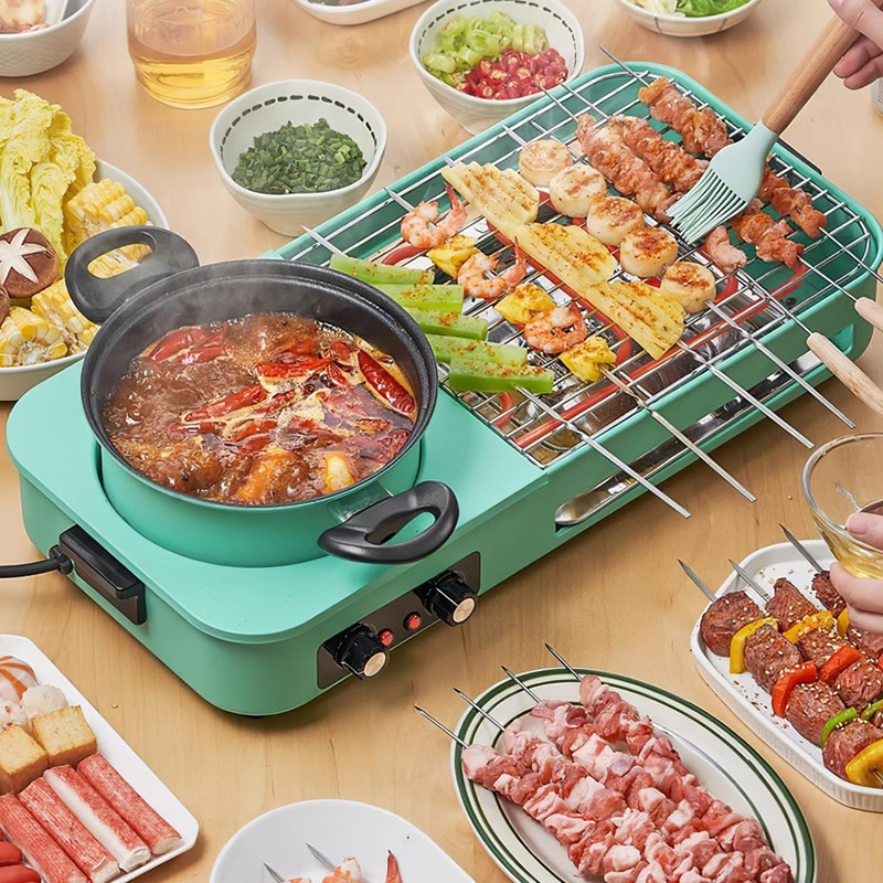 3 in 1 Electric Hot Pot with Grill, 1600W Smokeless