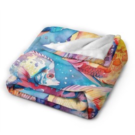 Fish Blanket Tropical Fish Throw Blanket Fish Decor Stuff Merch Cozy Flannel Fleece Soft Plush Fuzzy Warm Lightweight Bedding Fish Gifts for Girls Women Men Kids Couch Bed Sofa Teenager 50"X40"