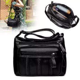 NSI Women's PU Purse Shoulder Bag Multiple Pockets Cross Body Handbag Adjust Wallet