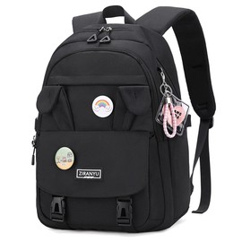 Makukke Women's Backpack - School Backpack Girls Teenagers, Cute Anime Bookbag Women Casual Daypack Anti-Theft Backpacks for University Travel Leisure Work, Black (black#2), l