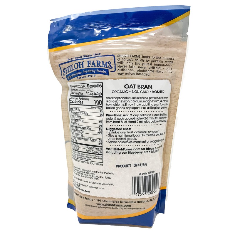 Shiloh Farms - Organic Oat Bran 12 Ounces - 2
