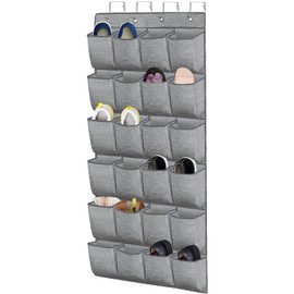 homyfort Over the Door Shoe Organizer,Hanging Shoe Rack Storage Holder with 24 Extra Large Fabric Pockets for Closet,Men Sneakers,Women High Heeled Shoes,Slippers,Grey 61.4''x22''