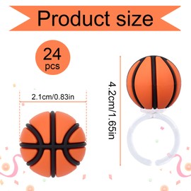 BOXOB 24pcs 3D Basketball Rings Cupcake Toppers, Basketball Cupcake Decoration Donut Decoration Sports Ball Themed Open Party Rings for Kids Boys Sports Game Gifts Birthday Party Supplies