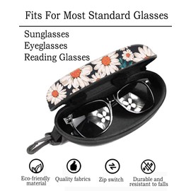 NUGGHU Sunglasses Soft Case, Ultra Light Portable Neoprene Zipper Eyeglass Case, Travel Pouch with Belt Clip for Men Women, Luxury Daisy