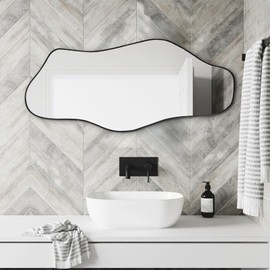 DAOYIJIAJU Irregular Wall Mirror, Asymmetrical Mirrors, 40"x17.7" Modern Bathroom Mirror for Wall, Unique Shaped Mirrors for Living Room Bedroom Hallway Entryway Fireplace