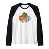 Vintage Pumpkin Fall Leopard Print Rustic Boho Style Autumn Raglan
