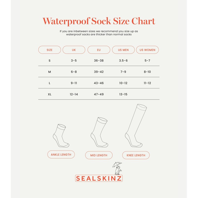 SEALSKINZ Raynham Unisex Waterproof Mid-Length Socks for Running, Trekking, Camping