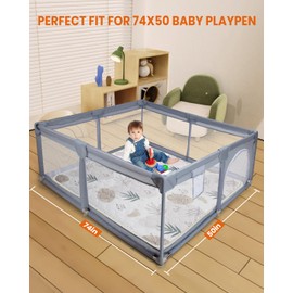 ZUVVIA 74x50 Playpen Mat Foam, Soft Baby Playpen Mat for Floor Playing, Foldable One-Piece Crawling Mat for Indoor Outdoor, Playmat for Kids Toddlers Infants, Gifts for Boys Girls, Boho Leaf