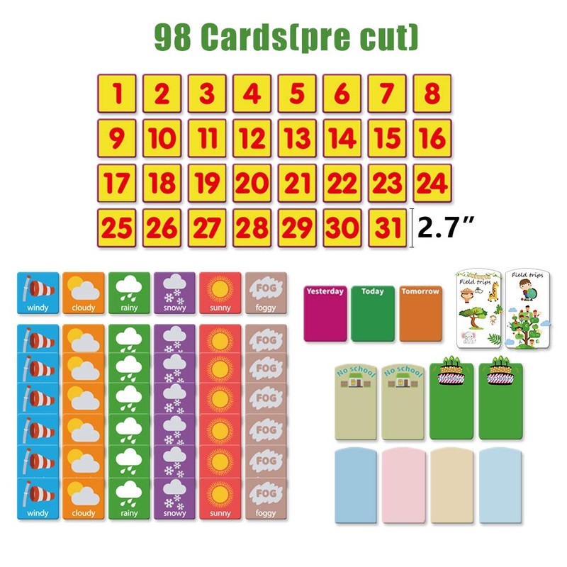 Weekly Calendar with Weather Pocket Chart Elementary for Classroom Home,98
